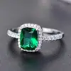 Anillo de Piedra Preciosa de Color Diamante Rectangular al por Mayor Anillo de Compromiso de Diamante Cuadrado Clásico Europeo y Americano Joyería