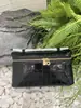 Bolsa Caixa Padrão Crocodilo Lp19 Couro Genuíno Bolsa Lancheira Bolsa de Ombro Único Transversal Pequena Quadrada Mesmo Estilo Gigi Bolsa de Maquiagem