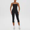 En stock Pantalones Deportivos de Pierna Recta de Largo Medio con Sensación Nude Europea y Americana Sin Líneas Visibles Conjunto de Yoga