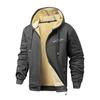 Tamanho Europeu Transfronteiriço 2025 Nova Jaqueta de Caxemira Bordada Masculina Outono e Inverno Novo Cardigan Moletom com Capuz Forrado de Fleece
