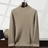 Suéter de Cachemira Nuevo Otoño e Invierno para Hombre Cuello Medio Alto Suéter Grueso Moda Talla Grande Tejido Manga Larga Base Casual Hombre