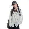 Abrigo para Niñas Estilo Nuevo Primavera y Otoño Sudadera de Moda para Niños Mayores, Chaqueta Elegante Casual Holgada con Capucha para Niñas