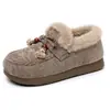 Zapatos de algodón para mujer, cálidos, con forro polar añadido, engrosados, casuales, ligeros, protectores, para interior, sin cordones, zapatos de mamá, versátiles, estilo moderno, zapatos de mujer