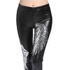 Calças Justas Curtas Pretas de Outono e Inverno Novo Estilo Europeu e Americano para Mulheres, Leggings de Couro Sintético Fosco com Lantejoulas e Penas Amazon