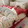 2026 Nuevo Hilo Sensation de Nube Sábana Funda Nórdica Simple Estampada Sábana Ajustable Juego de Cama de Cuatro Piezas