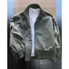 Chaqueta bomber corta estilo americano marrón transfronteriza para hombre, chaqueta de béisbol de otoño con cuello alto, abrigo de trabajo de alta gama