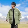Jaqueta de algodão espessa e forrada com fleece, vestuário para esportes ao ar livre e lazer de inverno 2026, jaqueta puffer reversível, estilo casal, casaco de algodão masculino