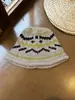 Chapéu de Lã Tricotado à Mão com Padrão Fair Isle Colorido Misturado Estilo Coreano para Mulheres, Chapéu Quente de Inverno com Barra Rebatida Protegendo as Orelhas