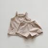 Estilo coreano ins Desgaste Infantil Bebê Menino e Menina Verão Algodão Fino Amigo da Pele Do Bebê Waffle Sling Shorts Set