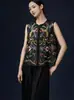 Coleção nova de 2026: roupas femininas modernas de estilo chinês, apresentando padrões étnicos, uma gola redonda retrô, coletes bordados e uma estética de luxo leve e de alta qualidade.