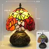 Nueva Lámpara de Mesa Tiffany Estilo Retro Americano Sala de Estar Estudio Lámparas Artesanales de Vidrio de Colores Pantalla de Lámpara Lámpara de Mesa Americana
