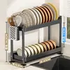 Estante lateral para platos de fregadero, Estante de almacenamiento para secado de platos, Estante de almacenamiento multifuncional para huecos de encimera, Soporte para cuencos y palillos, Estante para vajilla