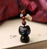 Pingente de Corrente para Celular Gato de Ébano Criativo Distinto Chaveiro de Sândalo Roxo Pingente de Bolsa Joia Fofa