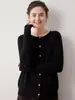 Nuevo Cárdigan de Punto Grueso de Cachemir con Cuello Redondo para Mujer Otoño/Invierno 2026 Estilo Coreano Holgado Adelgazante Suéter Exterior