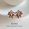 Pendientes de Plata de Ley S925 con Esmalte Rojo de Fuegos Artificiales para Mujer, Nuevos Pendientes Únicos de Nicho con Cierre de Plata Pura, Lujo Ligero con un Toque de Alta Gama