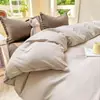 Algodão Lavado Roupa de Cama Lençóis Conjunto de Quatro Peças Capa de Colcha Peça Única Kit de Roupa de Cama Individual e Casal para Dormitório de Estudante Conjunto de Três Peças para Todas as Estações