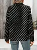 Design Estilo Coreano, Camisa de Bolinhas de Nicho com Gola Reversível, de Botão Único, Manga Longa, Caimento Solto, Emagrecimento, Top Único, Moda Feminina Transfronteiriça