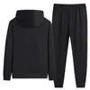Nuevo Traje Deportivo Casual para Hombre Primavera y Otoño Color Sólido Sudadera con Capucha y Cremallera y Pantalones Deportivos Conjunto de Dos Piezas Moderno