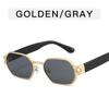 Gafas de sol poligonales con montura pequeña de metal para hombres y mujeres, gafas de sol de moda para fotos callejeras, gafas de sol de protección solar con personalidad europea y americana, gafas de sol vintage
