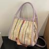 Set de Bolso Tejido a Mano a Rayas de Colores Nuevo Verano 2026 con Estilo Vintage, Bolso de Hombro y Bolso Cruzado Fresco y Sencillo