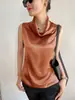 Top sin mangas de acetato importado de alta gama con cuello oscilante, Chaleco de alta gama, único y chic para usar como prenda exterior, Diseño duradero para el verano