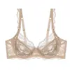 Lencería Sexy Transparente Transfronteriza para Mujer, Sujetador Minimizer de Verano para Busto Grande, Estilo Delgado con Elevación y Realce, Sujetador Transpirable de Encaje Hueco
