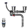 Fregadero de Cocina, Lavabo de Baño, Accesorios para Tuberías de Desagüe, Filtro de Cesta, Desagüe Antiolor de Tres Vías, Accesorios Universales