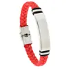 Pulsera Minimalista de Cuero Tejido Liso Grabado, Brazalete de Moda de Acero Inoxidable para Hombres Europeos y Americanos, Accesorio Popular Transfronterizo