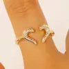 Anillo Abierto Ajustable de Lujo Ligero Europeo y Americano Transfronterizo con Sensación de Alta Gama, Incrustado de Cobre y Circonita, Súper Brillante, Anillo de Banda con Forma de Corazón para Dedo Índice de Mujer
