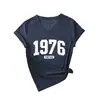 1976 Vintage Amazon Ebay Sitio Independiente Casual Cómodo Versátil Camiseta de Manga Corta con Cuello en V para Mujer Camiseta Base