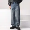 Otoño 2025 Caída Anti-Arrugas Jeans Americanos Hombre Holgados Talla Grande Pierna Recta Juvenil Pierna Ancha Pantalones Casuales Modernos