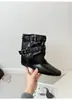 Nuevas botinetas de otoño para mujer, 2026, con un diseño plisado de moda, efecto que alarga las piernas, estilo coreano, hebilla retro y caña de estilo western