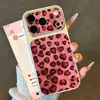 Capa Rosa Coração Estampa Leopardo Compatível com Celular Apple 18promax Huawei Xiaomi Vivo Capa Macia Janela Grande Personalidade