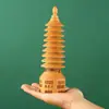 Adornos Redondos de Madera de Durazno Torre Wenchang Torre de Nueve Pisos de Madera Decoraciones de Escritorio de Estudio de Madera Adornos Artesanales