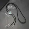 Corbata de tela vaquera tipo bolo para pareja nueva, cruce de fronteras, corazón personalizado, cuerda de cuero turquesa, cadena para suéter, collar de aleación