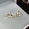 Pendientes Saturno de Plata Chapada en Oro Real de 18 Quilates con Aguja de Plata, Circonita y Perla Pendientes Retro Europeos y Americanos Lujo Accesible Pendientes de Alta Gama para Mujer