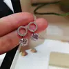 Europeu e Americano desejo cruzado redondo diamante zircônia estilo coreano brincos elegantes femininos retrô simples nicho joias