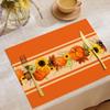 Temu Nuevo Festival de Otoño Celebra la Decoración de Acción de Gracias con Mantel Individual de Lino Estampado Floral de Calabaza Aislante Impermeable