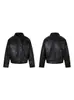 Chaqueta de Cuero PU con Textura Retro Americana para Hombre, Nuevo Estilo de Invierno, Elegante y de Alta Gama, Abrigo Grueso a Prueba de Viento para Motociclista