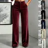 Transfronterizo 2026 Amazon Nuevos Pantalones Dorados de Terciopelo Rectos de Cintura Alta para Mujer Adelgazantes y que Cubren el Vientre