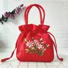 Bolso de Mano para Mujer Bolso Pequeño Bolso de Mano Estilo Étnico Bolso Bordado Bolso de Mamá Bolso Cubo para Mujer Cierre de Cordón Bolso para Teléfono Móvil Hanfu
