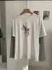 KEKEZOON Estilo Coreano Dibujo Animado Estampado de Ovejas Cuello Redondo Falso Dos Piezas Manga Larga Camiseta Mujer Otoño Versátil Top 9237