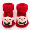 Calcetines de Otoño e Invierno para Bebé, Calcetines Antideslizantes para Recién Nacidos con Puntos, Calcetines Rojos de Piso para Bebé de un Mes, Engrosados y Cálidos
