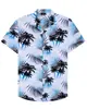 Camisa Havaiana Amazon Comércio Exterior Transfronteiriço Estampa Digital 3D Coqueiro Estilo Férias na Praia Solta Casual Masculina
