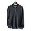Otoño e Invierno Nuevo Polo de Hombre Cuello de Cachemira Cuello Camisa Cuello Engrosado Color Sólido Suéter Punto Solapa Lana Camisa Base