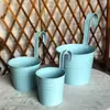Maceta Colgante Redonda de Hierro Forjado Colorida Cubo para Flores Gancho Desmontable Maceta Colgante de Metal para Balcón Maceta Colgante para Plantas Verdes