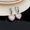 Aretes Geométricos de Lujo Ligero Transfronterizo con Diamantes Viento Frío Diseño Nicho Circonita Micro-incrustada Aretes Cuadrados con Hebilla para la Oreja Sentido Avanzado