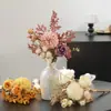 Buquê Artificial de Crisântemo e Rosa para Decoração de Casa, Flores Artificiais para Mesa de Jantar de Hotel, Arte Floral com Combinação de Cores Outonais em Estilo Europeu