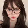 Gafas de lectura retro con montura ojo de gato de carey, alta definición, anti luz azul para mujer, montura ovalada grande, gafas lisas versátiles para uso diario
