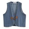 Chaleco de mezclilla dulce vintage 2025 Chaqueta corta para mujer Verano Nuevo Versátil Casual Top en capas